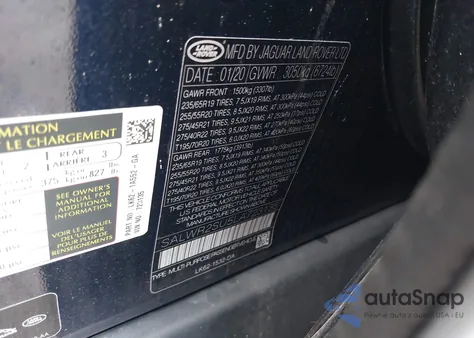 2020 Land Rover Range Rover Sport Hse Mhev из США, поврежденный, VIN SALWR2SU5LA723135